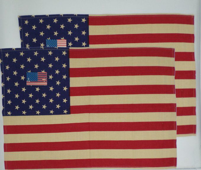  X 2 Torchons drapeau américain vintage