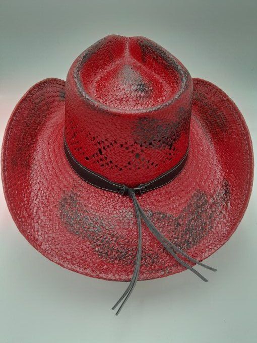 Chapeau rouge & noir fleur strass